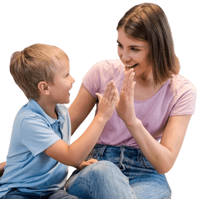 parent and a kid communicating and playing together