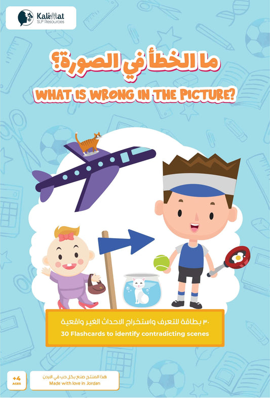 What is wrong in the picture cards? flash card game for kids